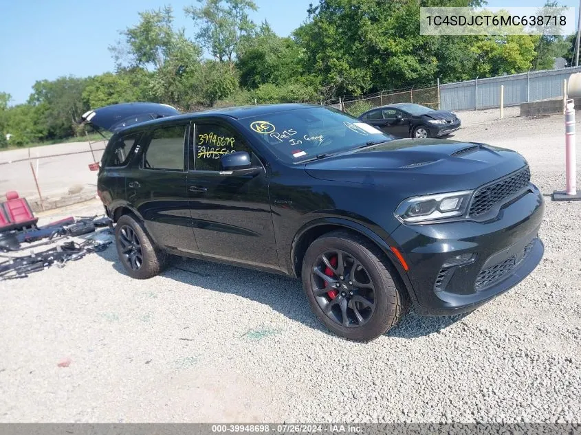 2021 Dodge Durango R/T Awd VIN: 1C4SDJCT6MC638718 Lot: 39948698