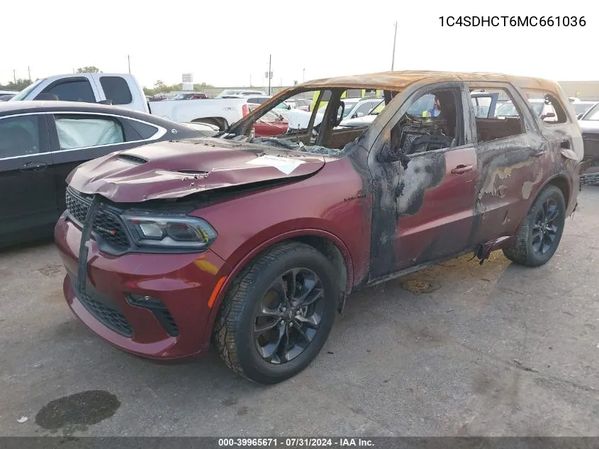 2021 Dodge Durango R/T Rwd VIN: 1C4SDHCT6MC661036 Lot: 39965671