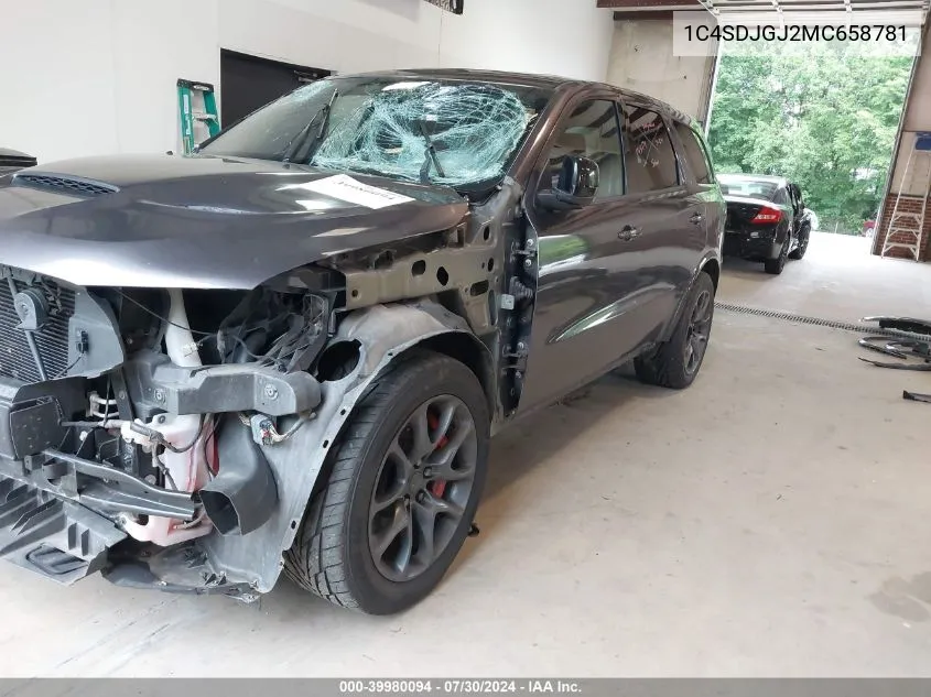 2021 Dodge Durango Srt 392 Awd VIN: 1C4SDJGJ2MC658781 Lot: 39980094