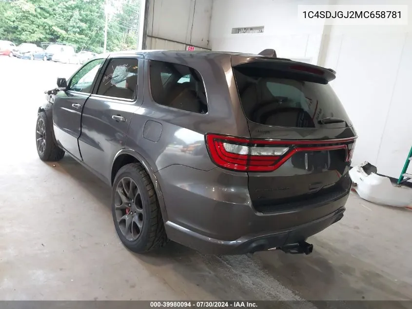 2021 Dodge Durango Srt 392 Awd VIN: 1C4SDJGJ2MC658781 Lot: 39980094