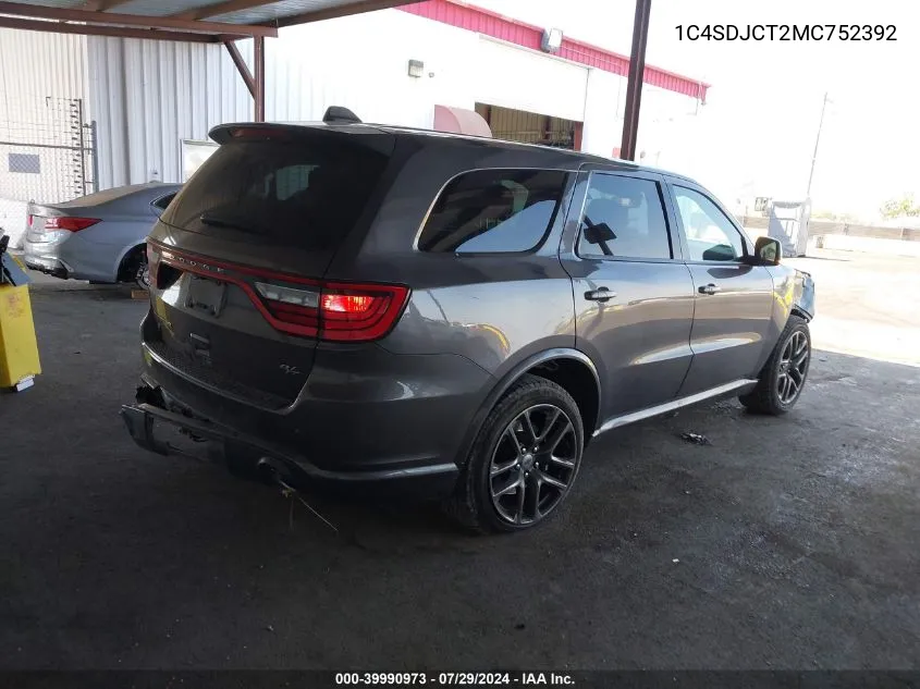 2021 Dodge Durango R/T Awd VIN: 1C4SDJCT2MC752392 Lot: 39990973