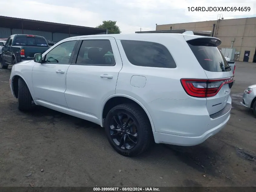 1C4RDJDGXMC694659 2021 Dodge Durango Gt Plus Awd