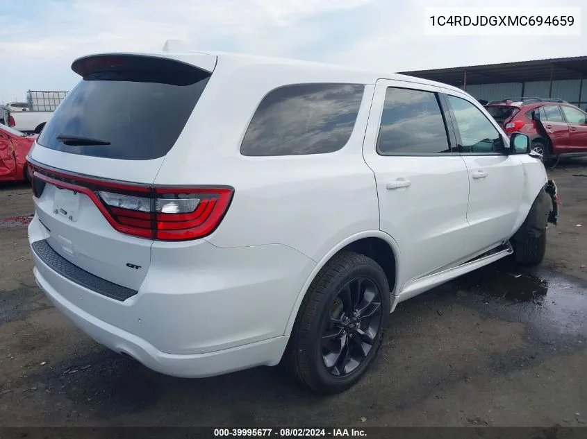 1C4RDJDGXMC694659 2021 Dodge Durango Gt Plus Awd