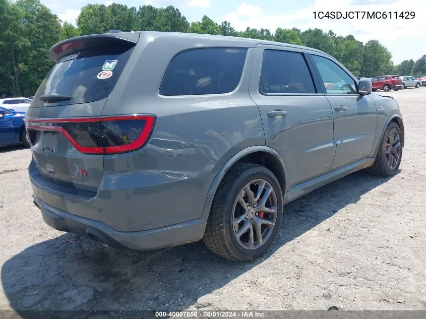 1C4SDJCT7MC611429 2021 Dodge Durango R/T Awd