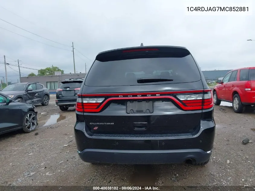 1C4RDJAG7MC852881 2021 Dodge Durango Sxt Plus Awd