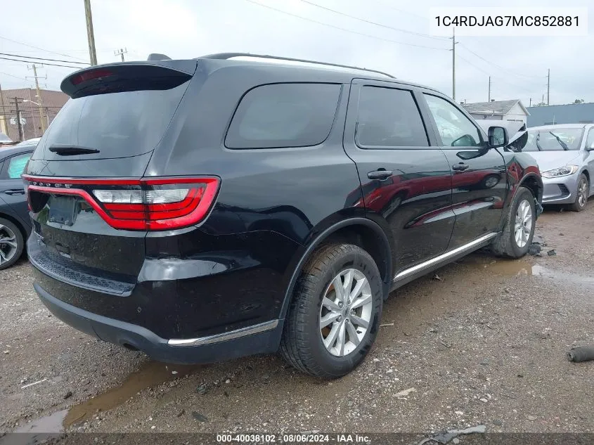 1C4RDJAG7MC852881 2021 Dodge Durango Sxt Plus Awd