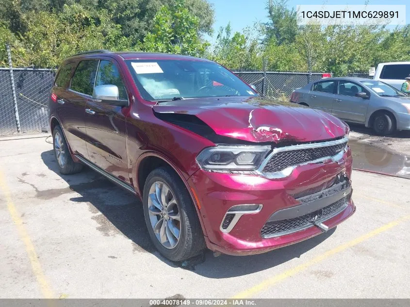 2021 Dodge Durango Citadel Awd VIN: 1C4SDJET1MC629891 Lot: 40078149