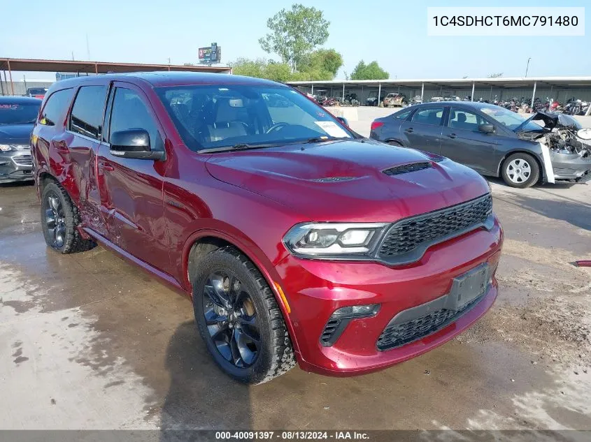 1C4SDHCT6MC791480 2021 Dodge Durango R/T Rwd