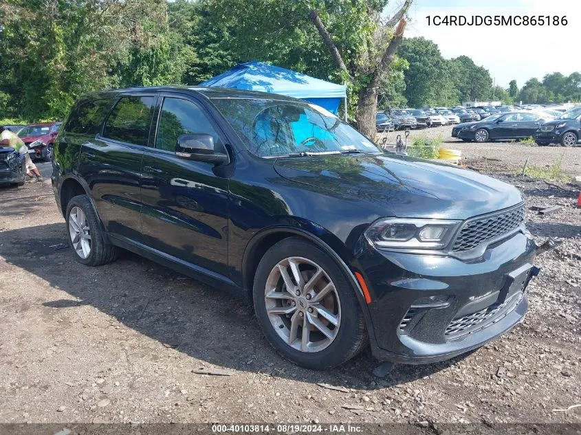 2021 Dodge Durango Gt Plus Awd VIN: 1C4RDJDG5MC865186 Lot: 40103814