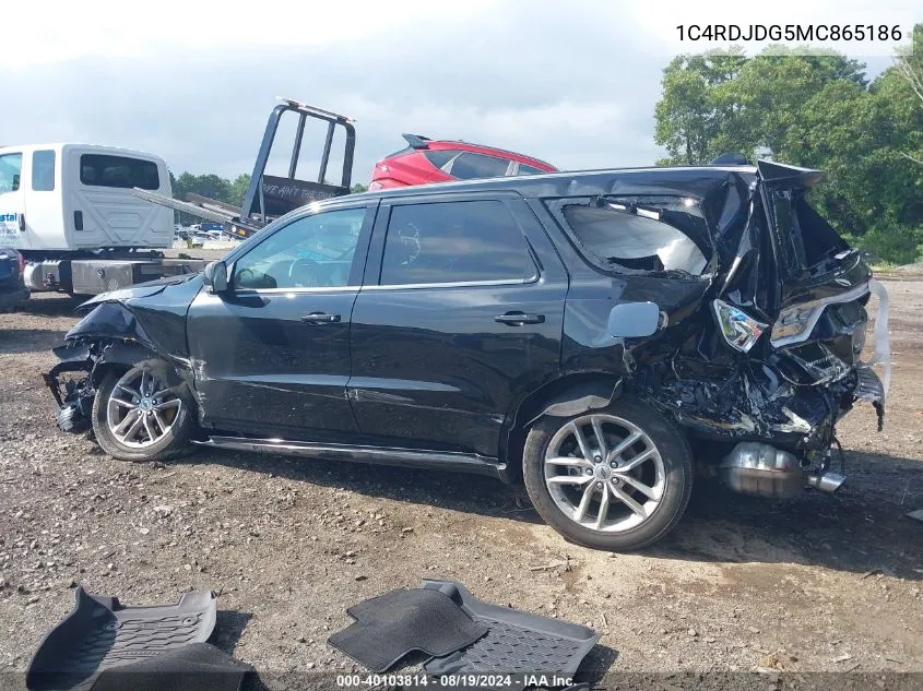 2021 Dodge Durango Gt Plus Awd VIN: 1C4RDJDG5MC865186 Lot: 40103814