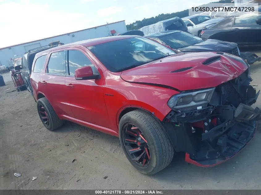 2021 Dodge Durango R/T Awd VIN: 1C4SDJCT7MC747298 Lot: 40121778