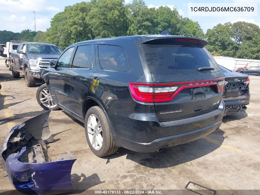 2021 Dodge Durango Gt Plus Awd VIN: 1C4RDJDG6MC636709 Lot: 40179133