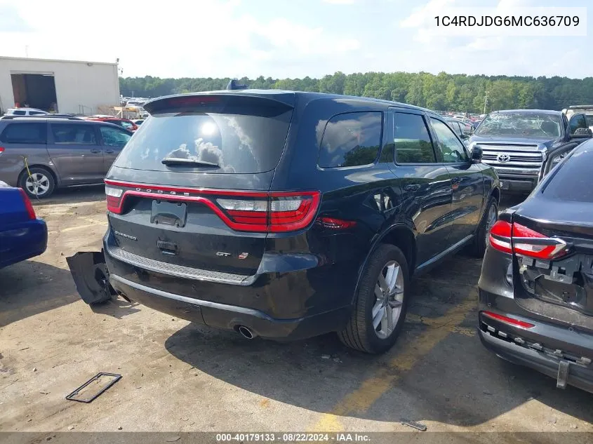 2021 Dodge Durango Gt Plus Awd VIN: 1C4RDJDG6MC636709 Lot: 40179133