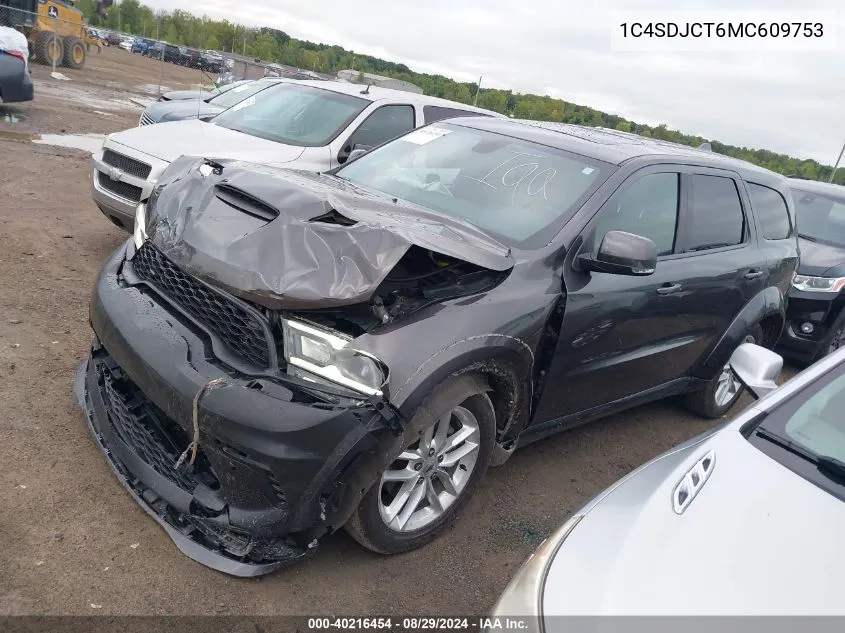 2021 Dodge Durango R/T VIN: 1C4SDJCT6MC609753 Lot: 40216454