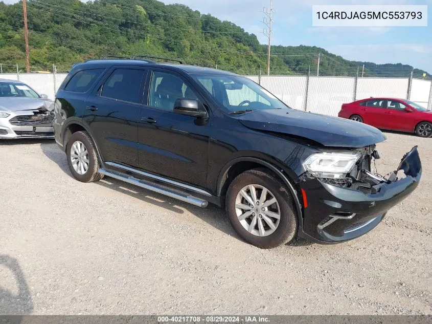 2021 Dodge Durango Sxt Plus Awd VIN: 1C4RDJAG5MC553793 Lot: 40217708