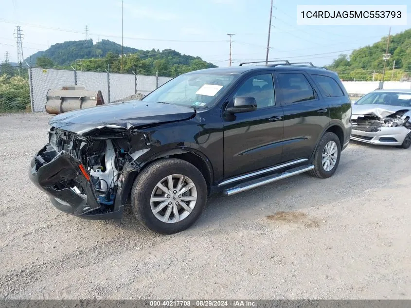 2021 Dodge Durango Sxt Plus Awd VIN: 1C4RDJAG5MC553793 Lot: 40217708