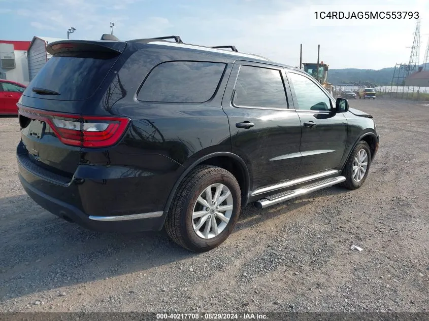 2021 Dodge Durango Sxt Plus Awd VIN: 1C4RDJAG5MC553793 Lot: 40217708