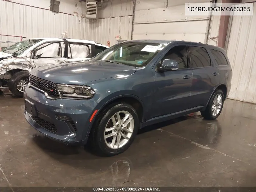 2021 Dodge Durango Gt Plus Awd VIN: 1C4RDJDG3MC663365 Lot: 40242336