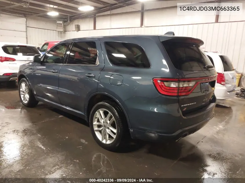 2021 Dodge Durango Gt Plus Awd VIN: 1C4RDJDG3MC663365 Lot: 40242336