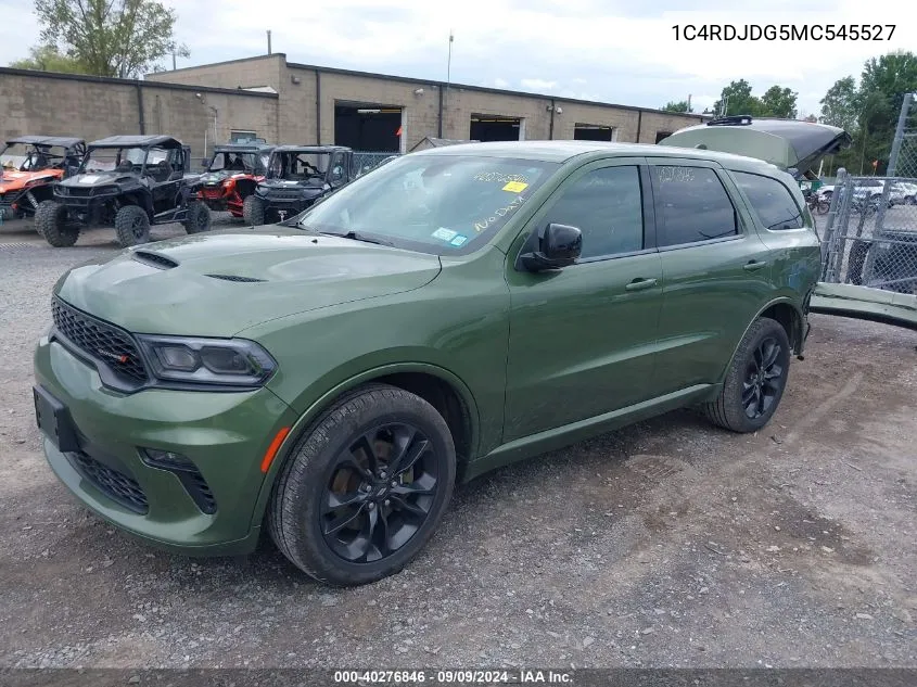 1C4RDJDG5MC545527 2021 Dodge Durango Gt Plus Awd