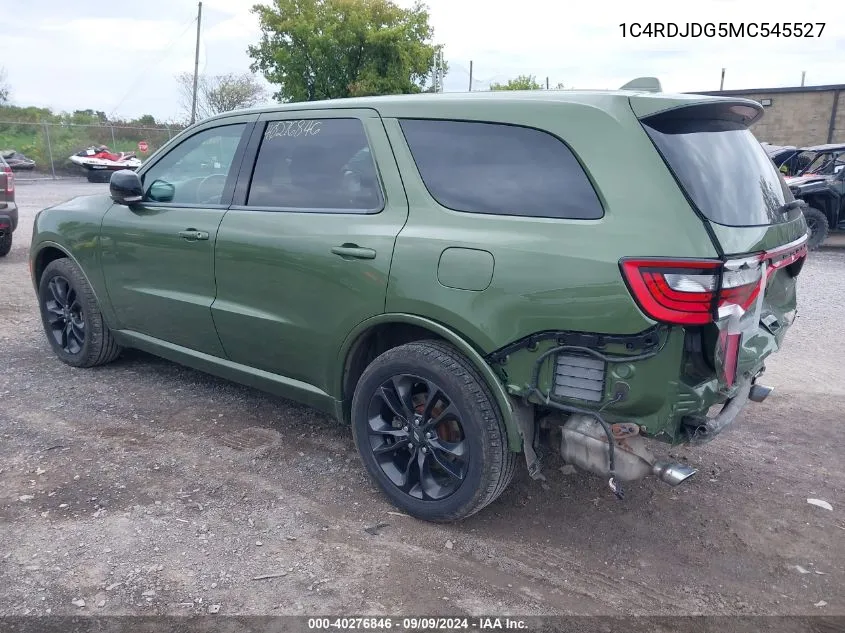 2021 Dodge Durango Gt Plus Awd VIN: 1C4RDJDG5MC545527 Lot: 40276846