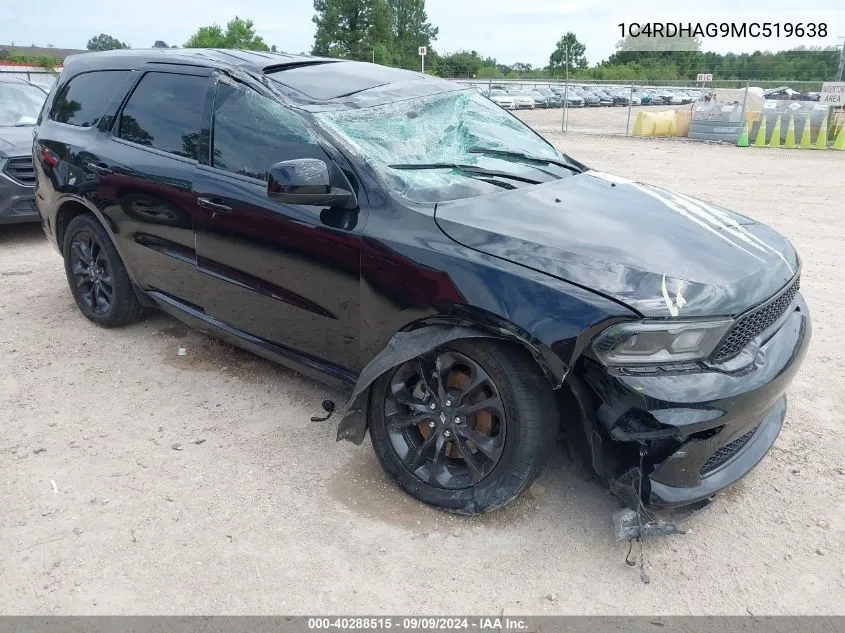 2021 Dodge Durango Sxt Plus Rwd VIN: 1C4RDHAG9MC519638 Lot: 40288515