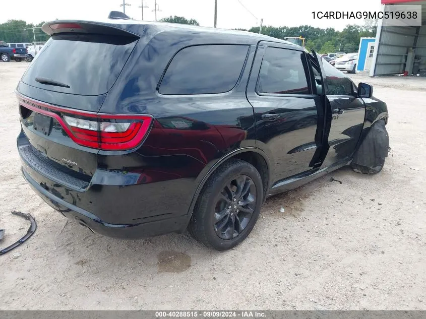 2021 Dodge Durango Sxt Plus Rwd VIN: 1C4RDHAG9MC519638 Lot: 40288515