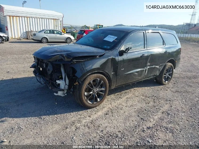 1C4RDJAGXMC663030 2021 Dodge Durango Sxt Plus Awd