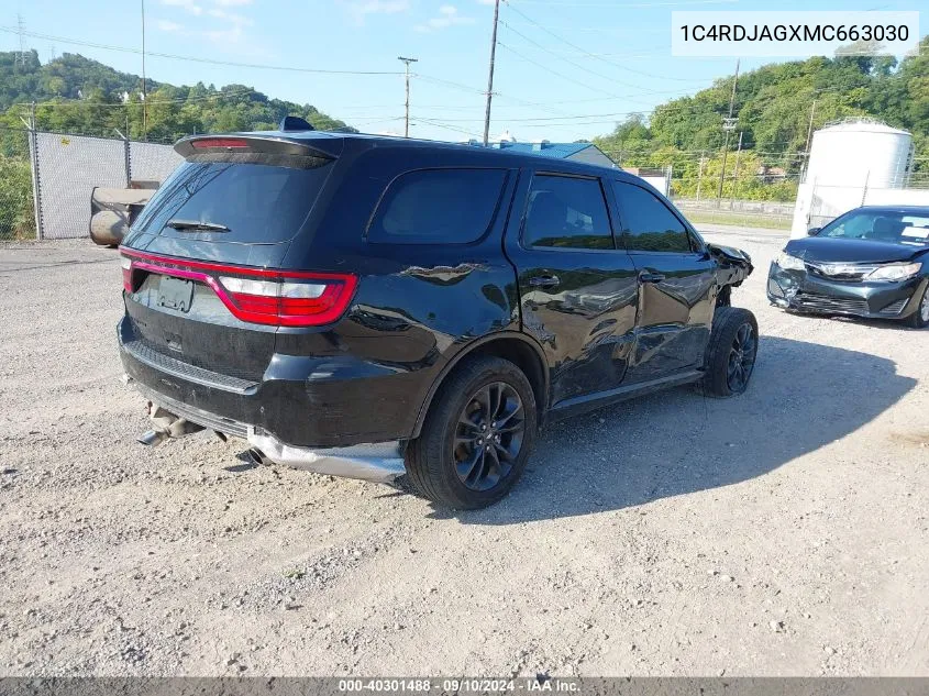 2021 Dodge Durango Sxt Plus Awd VIN: 1C4RDJAGXMC663030 Lot: 40301488