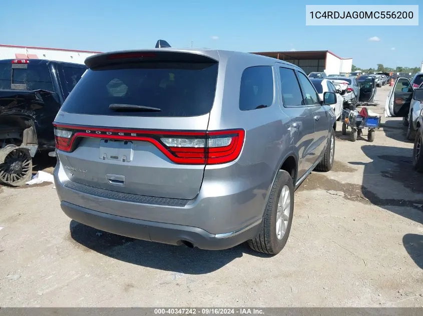 2021 Dodge Durango Sxt Awd VIN: 1C4RDJAG0MC556200 Lot: 40347242