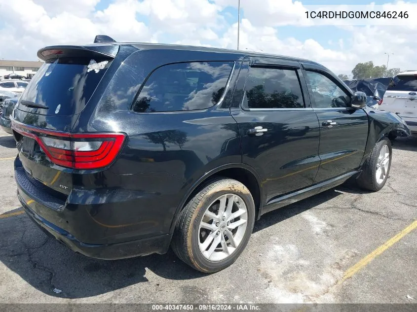 2021 Dodge Durango Gt Plus Rwd VIN: 1C4RDHDG0MC846246 Lot: 40347450