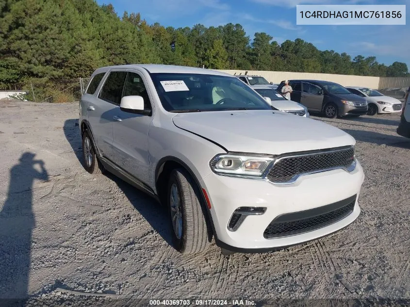 2021 Dodge Durango Sxt VIN: 1C4RDHAG1MC761856 Lot: 40369703