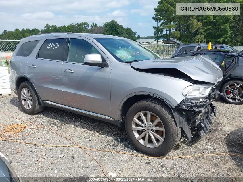 2021 Dodge Durango Sxt Plus Rwd VIN: 1C4RDHAG6MC660330 Lot: 40374934