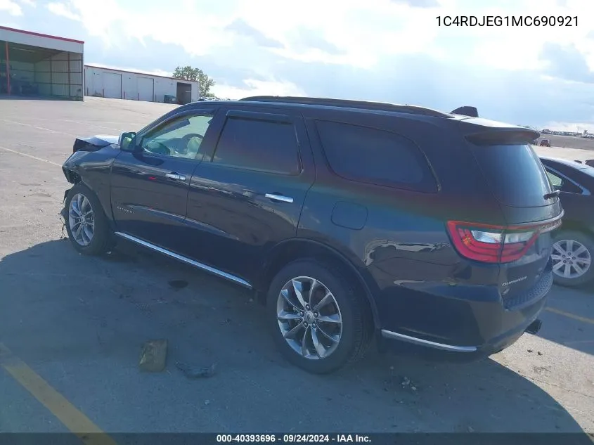 2021 Dodge Durango Citadel Awd VIN: 1C4RDJEG1MC690921 Lot: 40393696