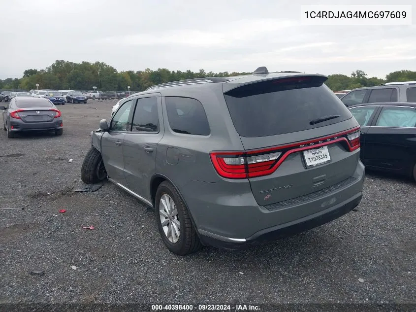 1C4RDJAG4MC697609 2021 Dodge Durango Sxt