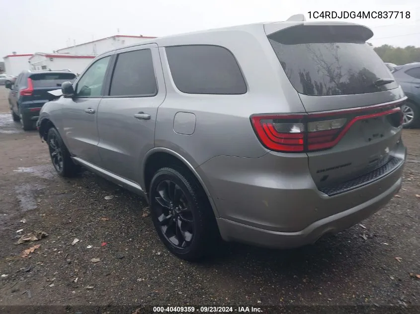 1C4RDJDG4MC837718 2021 Dodge Durango Gt Plus Awd