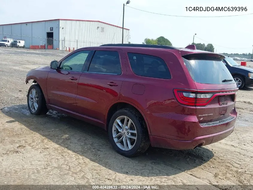 2021 Dodge Durango Gt Plus Awd VIN: 1C4RDJDG4MC639396 Lot: 40428632