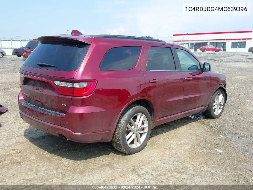 2021 Dodge Durango Gt Plus Awd VIN: 1C4RDJDG4MC639396 Lot: 40428632