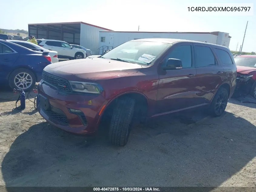 2021 Dodge Durango Gt Plus Awd VIN: 1C4RDJDGXMC696797 Lot: 40472875