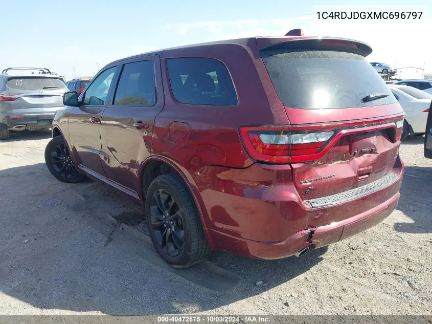 2021 Dodge Durango Gt Plus Awd VIN: 1C4RDJDGXMC696797 Lot: 40472875