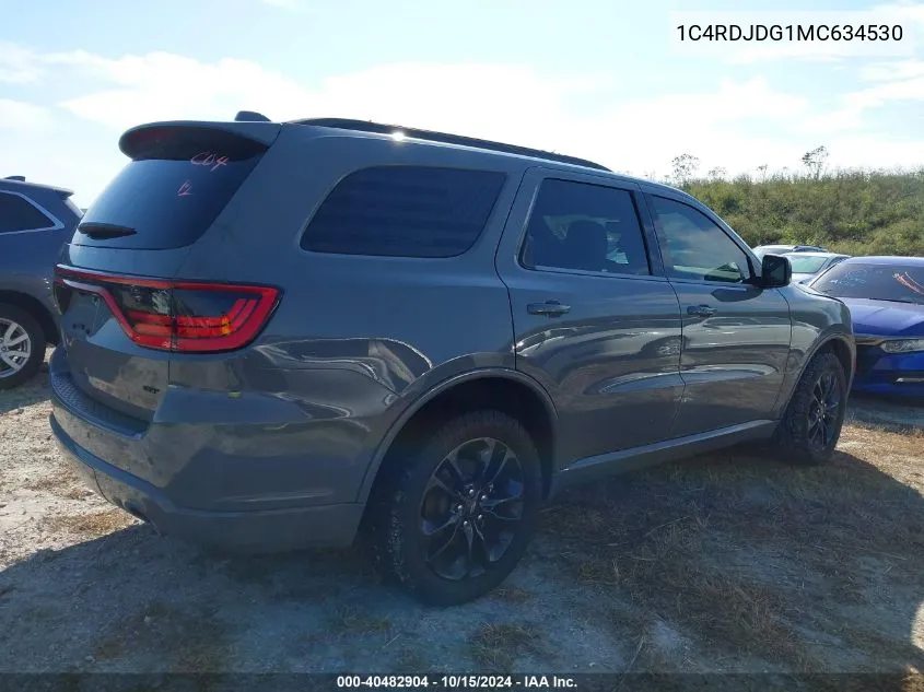 2021 Dodge Durango Gt Plus Awd VIN: 1C4RDJDG1MC634530 Lot: 40482904