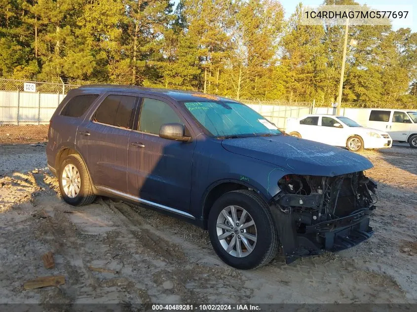 2021 Dodge Durango Sxt Plus Rwd VIN: 1C4RDHAG7MC577697 Lot: 40489281