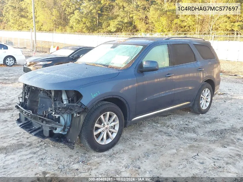 2021 Dodge Durango Sxt Plus Rwd VIN: 1C4RDHAG7MC577697 Lot: 40489281