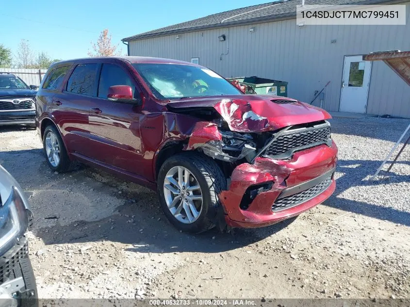 2021 Dodge Durango R/T VIN: 1C4SDJCT7MC799451 Lot: 40532733