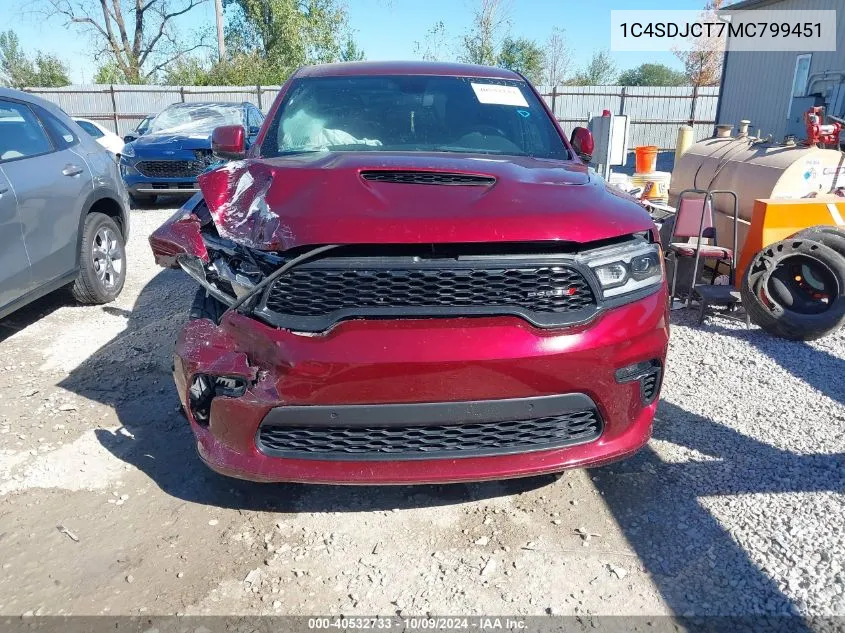 2021 Dodge Durango R/T VIN: 1C4SDJCT7MC799451 Lot: 40532733