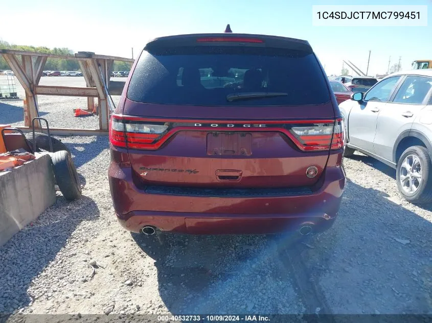 2021 Dodge Durango R/T VIN: 1C4SDJCT7MC799451 Lot: 40532733