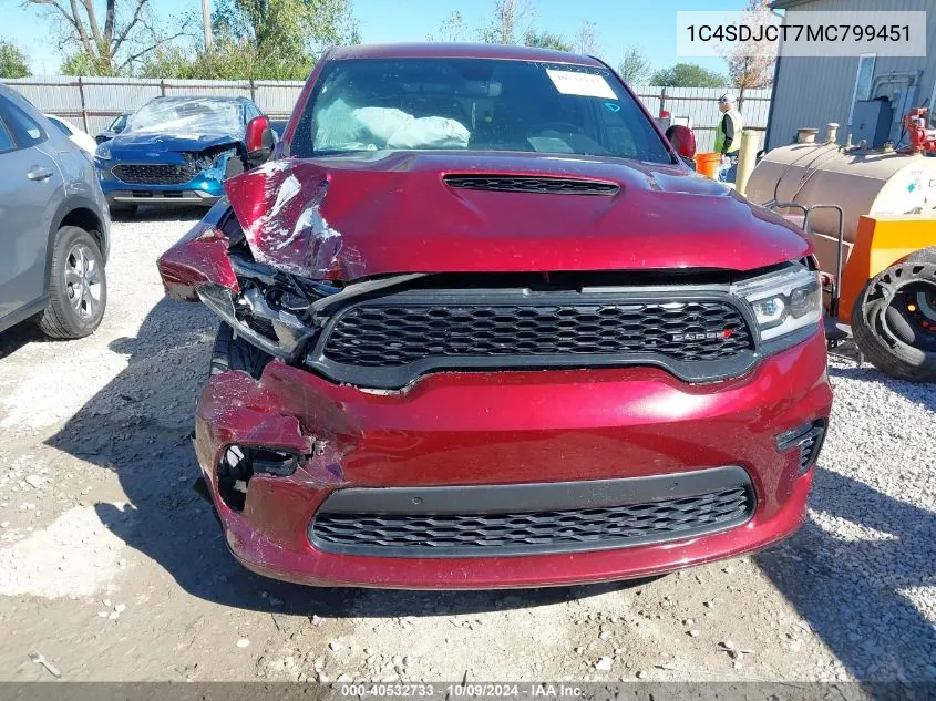 2021 Dodge Durango R/T VIN: 1C4SDJCT7MC799451 Lot: 40532733