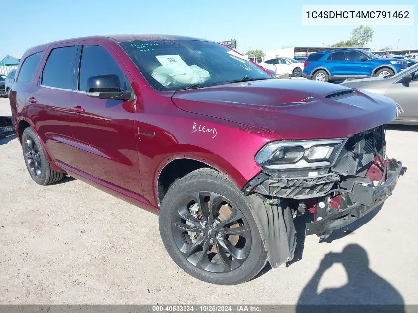 2021 Dodge Durango R/T Rwd VIN: 1C4SDHCT4MC791462 Lot: 40533334