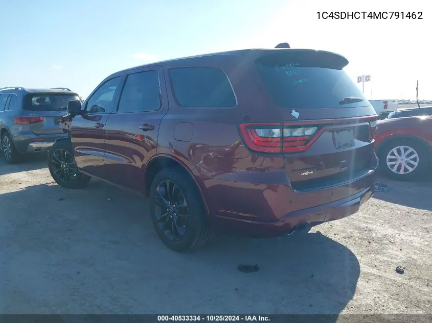 2021 Dodge Durango R/T Rwd VIN: 1C4SDHCT4MC791462 Lot: 40533334