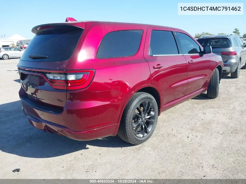 2021 Dodge Durango R/T Rwd VIN: 1C4SDHCT4MC791462 Lot: 40533334